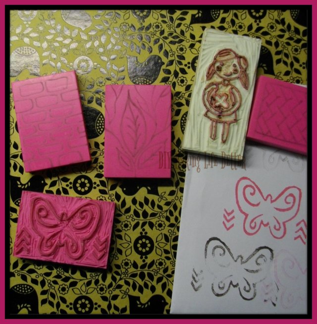 butterfly and girl stamp