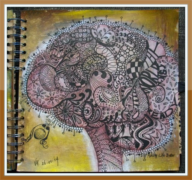 Page 8 "Doodle brain"(Acrylics and Posca marker)